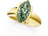 Yellow gold Fancy Green Marquise  Solitaire Tension Set Diamond Ring with Wide Band_21