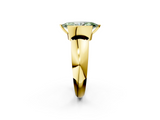 Yellow gold Fancy Green Marquise  Solitaire Tension Set Diamond Ring with Wide Band_22