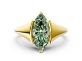 Yellow gold Fancy Green Marquise  Solitaire Tension Set Diamond Ring_37