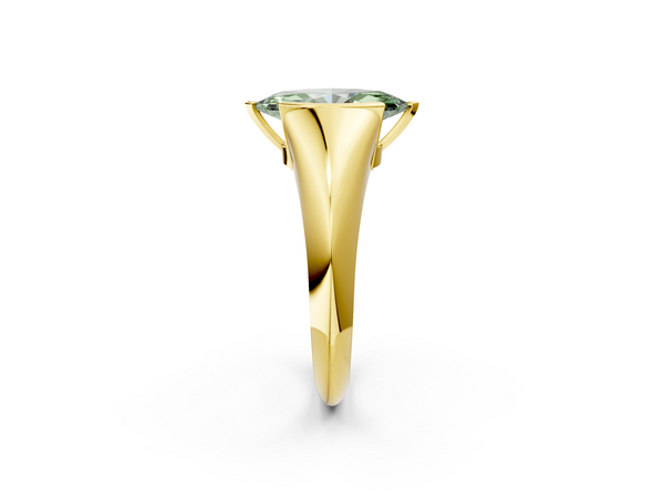 Yellow gold Fancy Green Marquise  Solitaire Tension Set Diamond Ring