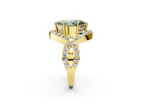 Yellow gold Fancy Green Marquise  Solitaire Twist Band Pavé Diamond Engagement Ring_57