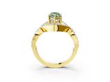 Yellow gold Fancy Green Marquise  Solitaire Twist Band Pavé Diamond Engagement Ring_58