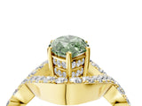Yellow gold Fancy Green Marquise  Solitaire Twist Band Pavé Diamond Engagement Ring_59
