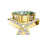 Yellow gold Fancy Green Marquise  Solitaire Twist Band Pavé Diamond Engagement Ring_60