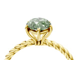 Yellow gold Fancy Green Marquise  Solitaire Twist Band Ring with Four-Prong Setting_72