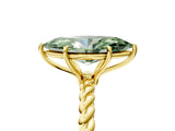 Yellow gold Fancy Green Marquise  Solitaire Twist Band Ring with Four-Prong Setting_73