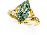 Yellow gold Fancy Green Marquise  Solitaire Twist Band Six-Prong Setting 1