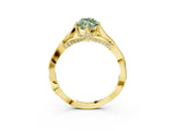 Yellow gold Fancy Green Marquise  Solitaire Twist Band Six-Prong Setting 3