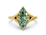 Yellow gold Fancy Green Marquise  Solitaire Twist Band Six-Prong Setting