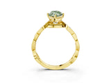 Yellow gold Fancy Green Marquise  Solitaire Twist Band with Leaf Prong Setting 3