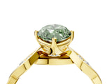 Yellow gold Fancy Green Marquise  Solitaire Twist Band with Leaf Prong Setting 4