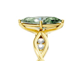 Yellow gold Fancy Green Marquise  Solitaire Twist Band with Leaf Prong Setting 5