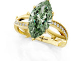 Yellow gold Fancy Green Marquise  Solitaire Twist Band with Pavé Accents and Four-Prong Setting_34