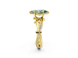 Yellow gold Fancy Green Marquise  Solitaire Twist Band with Pavé Accents and Four-Prong Setting_35