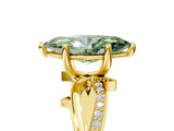 Yellow gold Fancy Green Marquise  Solitaire Twist Band with Pavé Accents and Four-Prong Setting_38