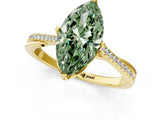 Yellow gold Fancy Green Marquise  Solitaire Twist Band with Pavé Diamonds and Four-Prong Setting_71