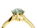 Yellow gold Fancy Green Marquise  Solitaire Twist Band with Pavé Diamonds and Four-Prong Setting_74