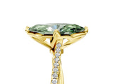 Yellow gold Fancy Green Marquise  Solitaire Twist Band with Pavé Diamonds and Four-Prong Setting_75