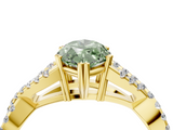 Yellow gold Fancy Green Marquise  Solitaire Twist Band with Pavé Setting and Four-Prong Setting_38