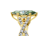 Yellow gold Fancy Green Marquise  Solitaire Twist Band with Pavé Setting and Four-Prong Setting_39