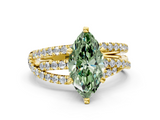 Yellow gold Fancy Green Marquise  Solitaire Twist Band with Pavé Setting and Four-Prong Setting_78