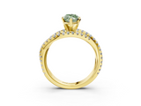 Yellow gold Fancy Green Marquise  Solitaire Twist Band with Pavé Setting and Four-Prong Setting_81