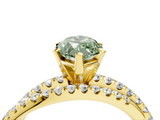 Yellow gold Fancy Green Marquise  Solitaire Twist Band with Pavé Setting and Four-Prong Setting_82