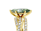 Yellow gold Fancy Green Marquise  Solitaire Twist Band with Pavé Setting and Four-Prong Setting_83