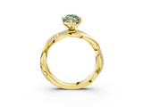 Yellow gold Fancy Green Marquise  Solitaire Twist Band with Pave Prong Setting_84