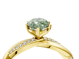 Yellow gold Fancy Green Marquise  Solitaire Twist Band with Pave Prong Setting_85