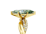 Yellow gold Fancy Green Marquise  Solitaire Twist Band with Pave Prong Setting_86