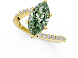 Yellow gold Fancy Green Marquise  Solitaire Twist Band with Pave Set Diamonds and Four-Prong Setting_115