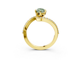 Yellow gold Fancy Green Marquise  Solitaire Twist Band with Pave Set Diamonds and Four-Prong Setting_117