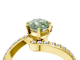 Yellow gold Fancy Green Marquise  Solitaire Twist Band with Pave Set Diamonds and Four-Prong Setting_118