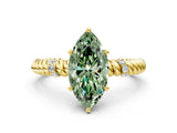 Yellow gold Fancy Green Marquise  Solitaire Twisted Band Prong Set Engagement Ring_78