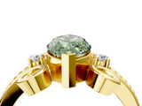 Yellow gold Fancy Green Marquise  Solitaire Twisted Band Scroll Prong Ring_35