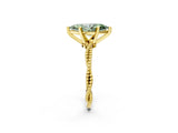 Yellow gold Fancy Green Marquise  Solitaire Twisted Band with Bead Prong Setting_294