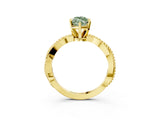 Yellow gold Fancy Green Marquise  Solitaire Twisted Band with Bead Prong Setting_295