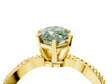 Yellow gold Fancy Green Marquise  Solitaire Twisted Band with Bead Prong Setting_296