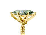 Yellow gold Fancy Green Marquise  Solitaire Twisted Band with Bead Prong Setting_297