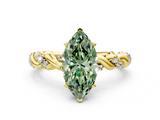 Yellow gold Fancy Green Marquise  Solitaire Twisted Band with Pavé Accents and Four-Prong Setting_19