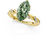 Yellow gold Fancy Green Marquise  Solitaire Twisted Band with Pavé Accents and Four-Prong Setting_20