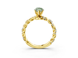Yellow gold Fancy Green Marquise  Solitaire Twisted Band with Pavé Accents and Four-Prong Setting_22