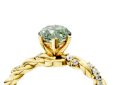 Yellow gold Fancy Green Marquise  Solitaire Twisted Band with Pavé Accents and Four-Prong Setting_23