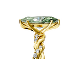 Yellow gold Fancy Green Marquise  Solitaire Twisted Band with Pavé Accents and Four-Prong Setting_24