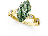 Yellow gold Fancy Green Marquise  Solitaire Twisted Band with Prong Setting 1