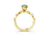 Yellow gold Fancy Green Marquise  Solitaire Twisted Band with Prong Setting 3