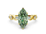 Yellow gold Fancy Green Marquise  Solitaire Twisted Band with Prong Setting