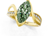 Yellow gold Fancy Green Marquise  Solitaire Twisted Band with Prong Setting_4
