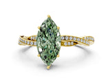 Yellow gold Fancy Green Marquise  Solitaire Twisted Pave Diamond Ring with Four-Prong Setting_115